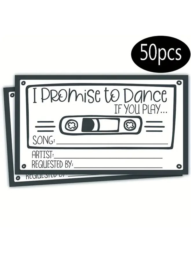 50pcs Retro Dance Promise Cards Vintage Wedding Song Request Forms - Image 1