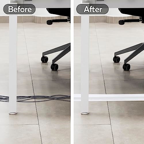 Rubber Bond Cord Covers for Wires on Floor - 6"x48" Self-Adhesive Rubber Cable Hider Floor Strips - Cable Management Wire Covers for Floor - Low Profile Cord Hider and Protector - White Cable Covers - Image 4