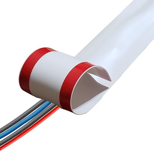 Rubber Bond Cord Covers for Wires on Floor - 6"x48" Self-Adhesive Rubber Cable Hider Floor Strips - Cable Management Wire Covers for Floor - Low Profile Cord Hider and Protector - White Cable Covers - Image 1