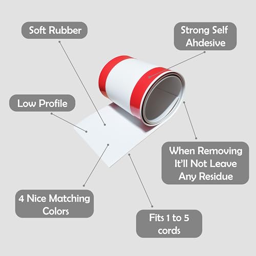 Rubber Bond Cord Covers for Wires on Floor - 6"x48" Self-Adhesive Rubber Cable Hider Floor Strips - Cable Management Wire Covers for Floor - Low Profile Cord Hider and Protector - White Cable Covers - Image 3