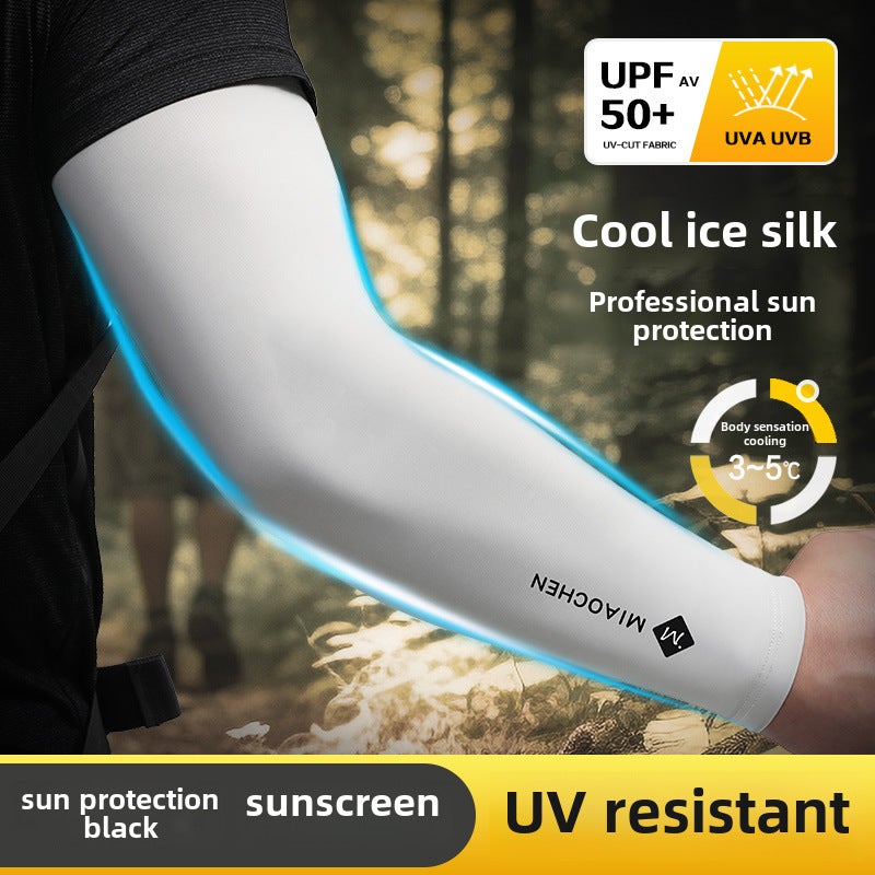 Mens Cooling Sun Protection Ice Silk Sleeve Covers Black  - Image 3