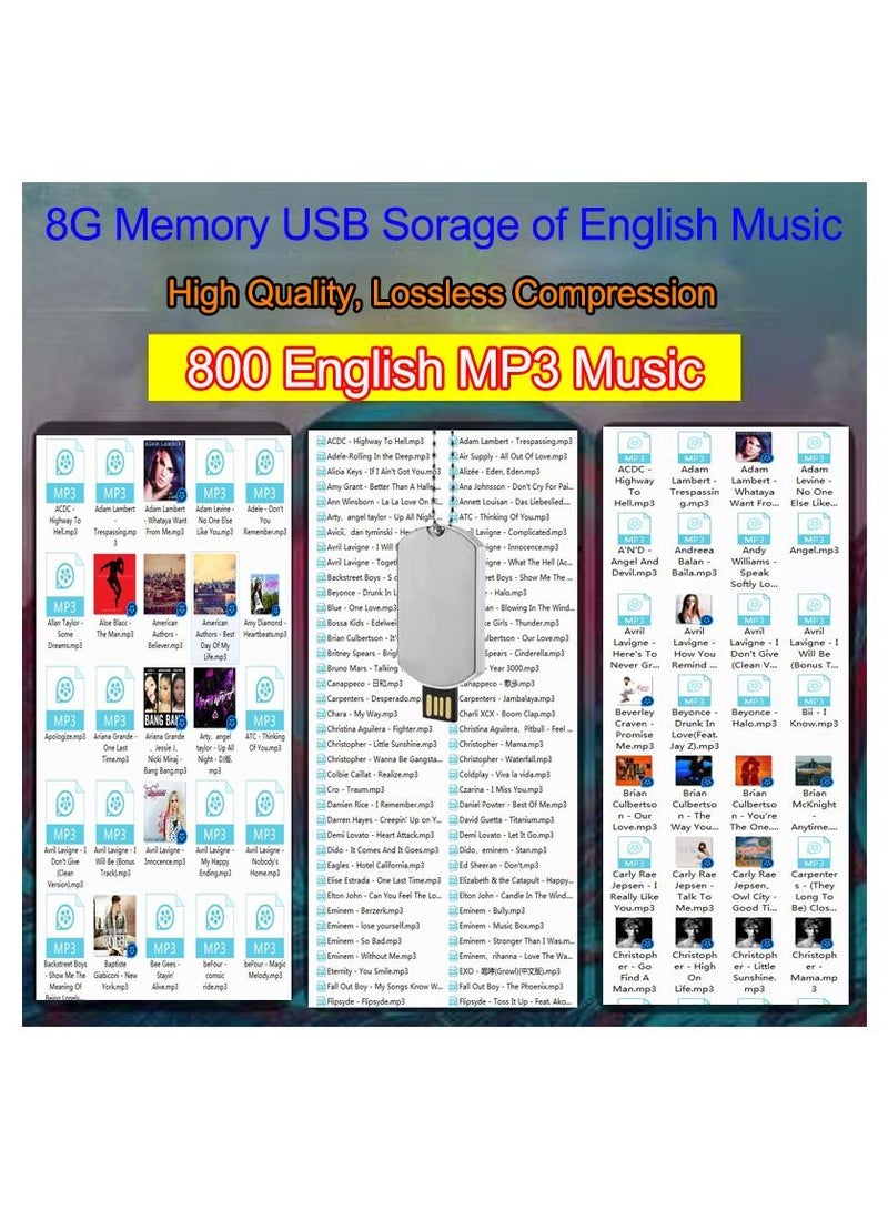 1-Piece 8G Memory USB Stored 800 English Songs,Classic Popular English Music - Image 1