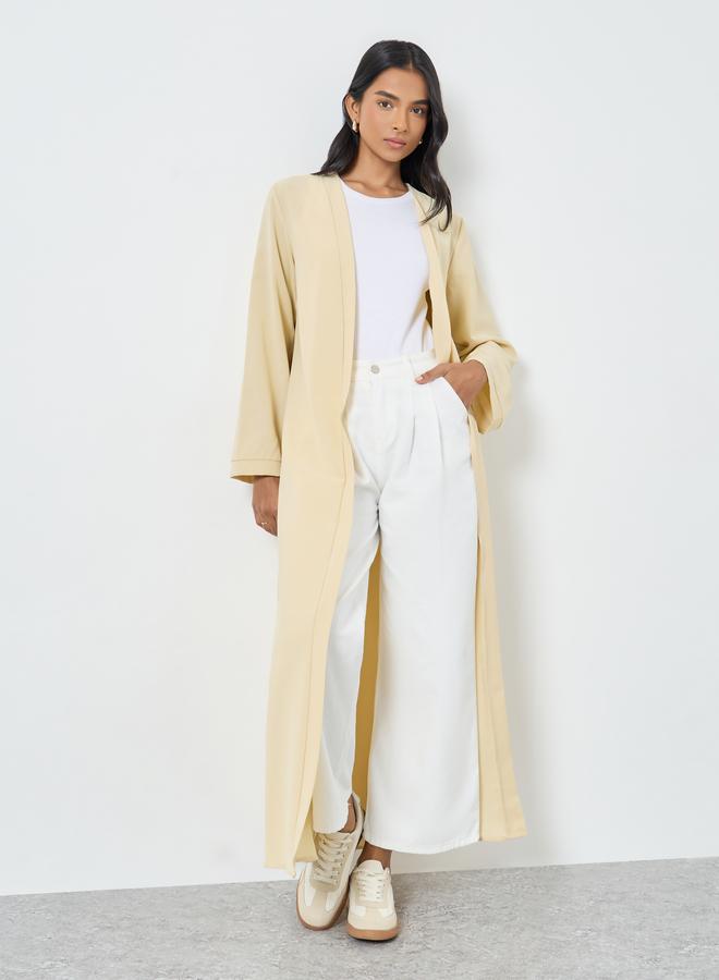 Take Two Women Cream Front Open Solid Kimono - Image 1