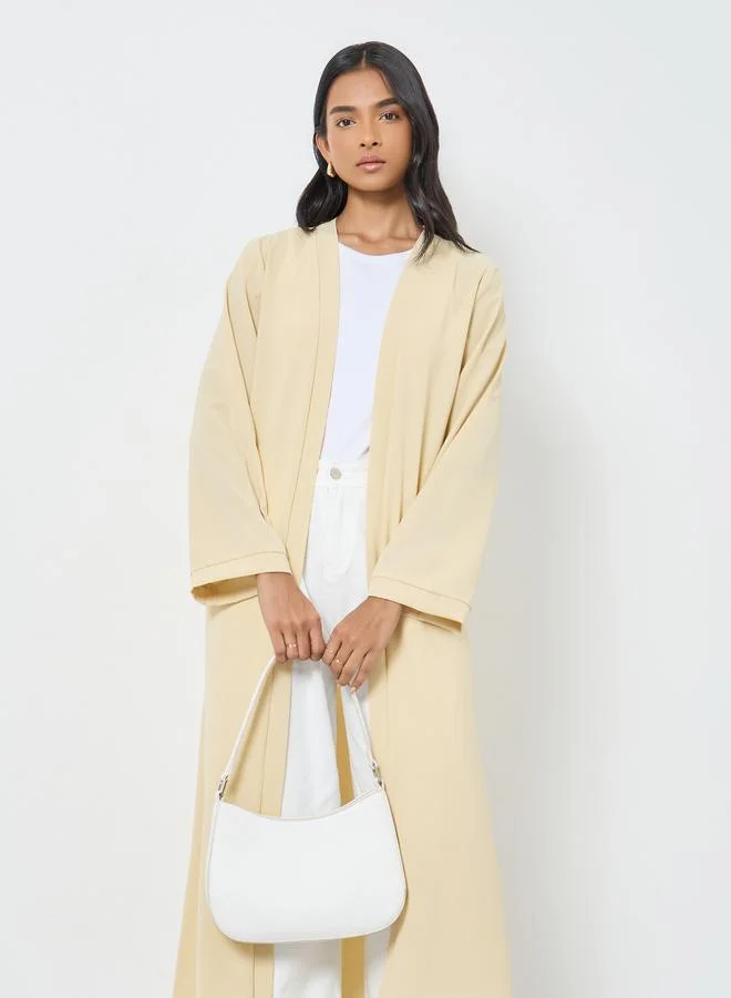 Take Two Take Two Women Cream Front Open Solid Kimono