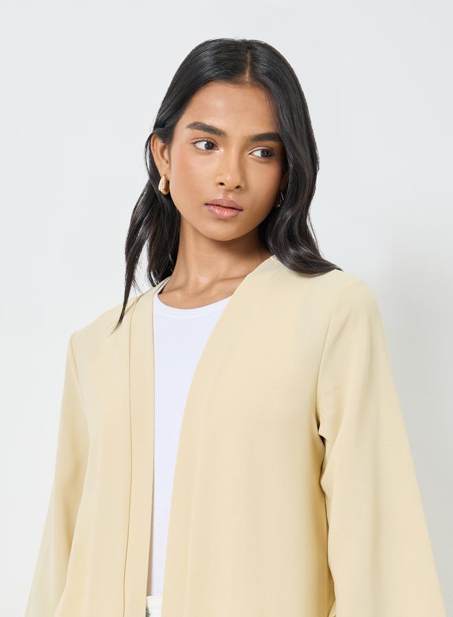 Take Two Women Cream Front Open Solid Kimono - Image 3