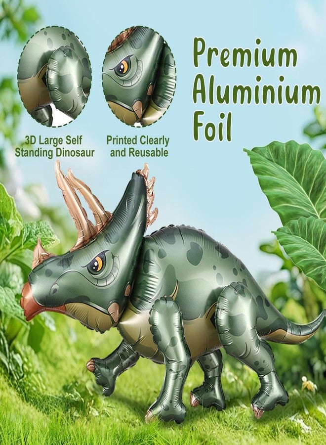 EASUTE 38inch Large Dinosaur Balloons, 3pcs Dinosaur Birthday Decorations Self Standing Triceratops Brachiosaurus Double-crowned Dragon Balloons for Birthday Party Decoration Kit Party Supplies - Image 3