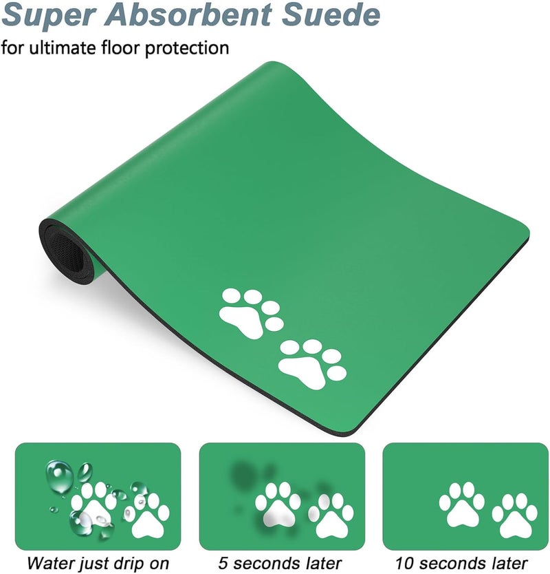 Rnivvi Dog Food Mat, 16"x24" Dog Mat for Food and Water, Absorbent Cat Bowl Mat Protect Floors, Cute Cat Food Mat for Feeding & Watering Supplies, Pet Feeding Mat, Green Footprint Pet Placemat - Image 3