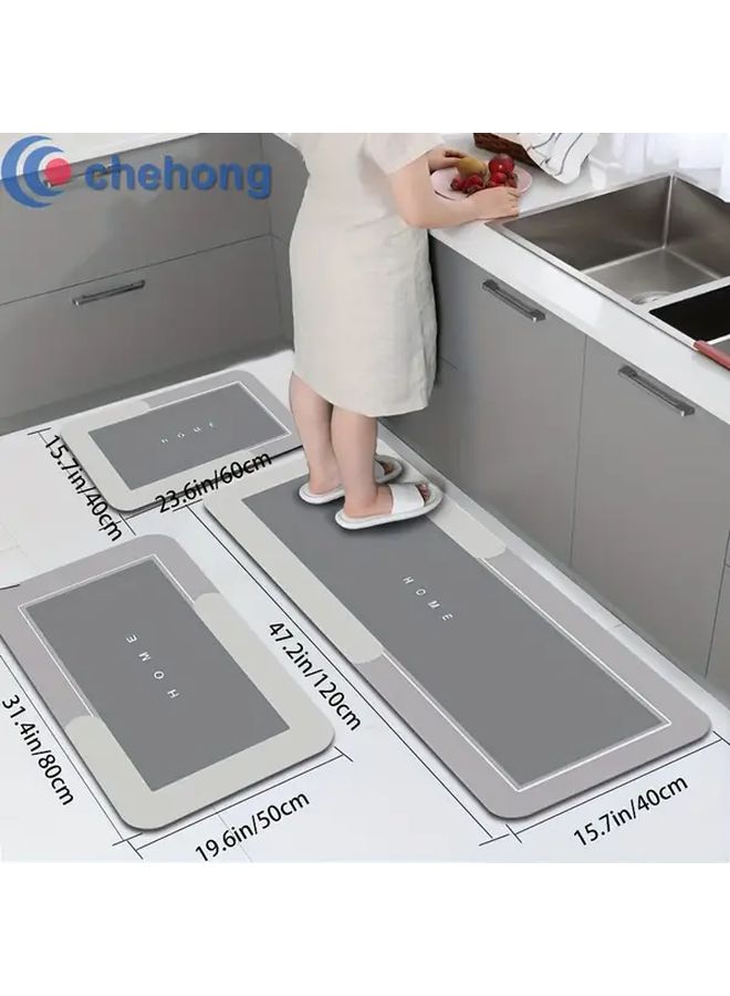 3 Piece Diatom Mud Kitchen Mat Set Light Grey Anti Slip Quick Dry Rubber Backing Polyester Blend Fabric 2.5mm Thick For Bathroom And Living Room - Image 5