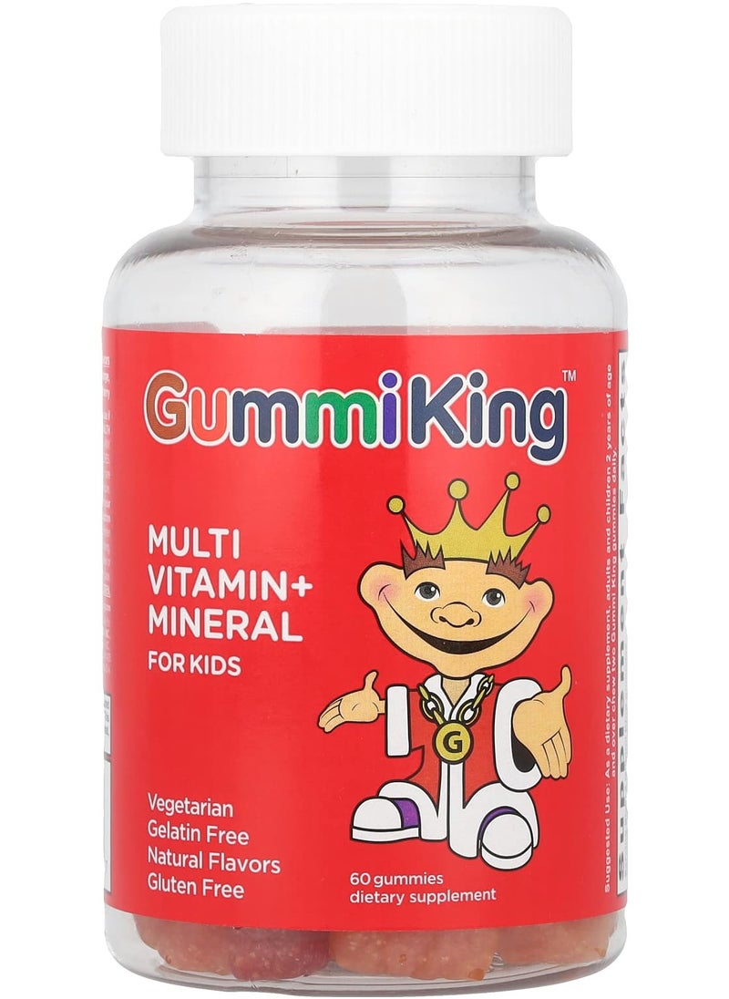 GummiKing Multi Vitamin + Mineral For Kids, Grape, Lemon, Orange, Strawberry And Cherry, 60 Gummies 