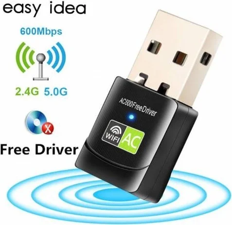 Polhammobile Polham USB Wireless Wifi Adapter Wifi Coupler Dual Band 600Mbps 2.4Ghz +5Ghz