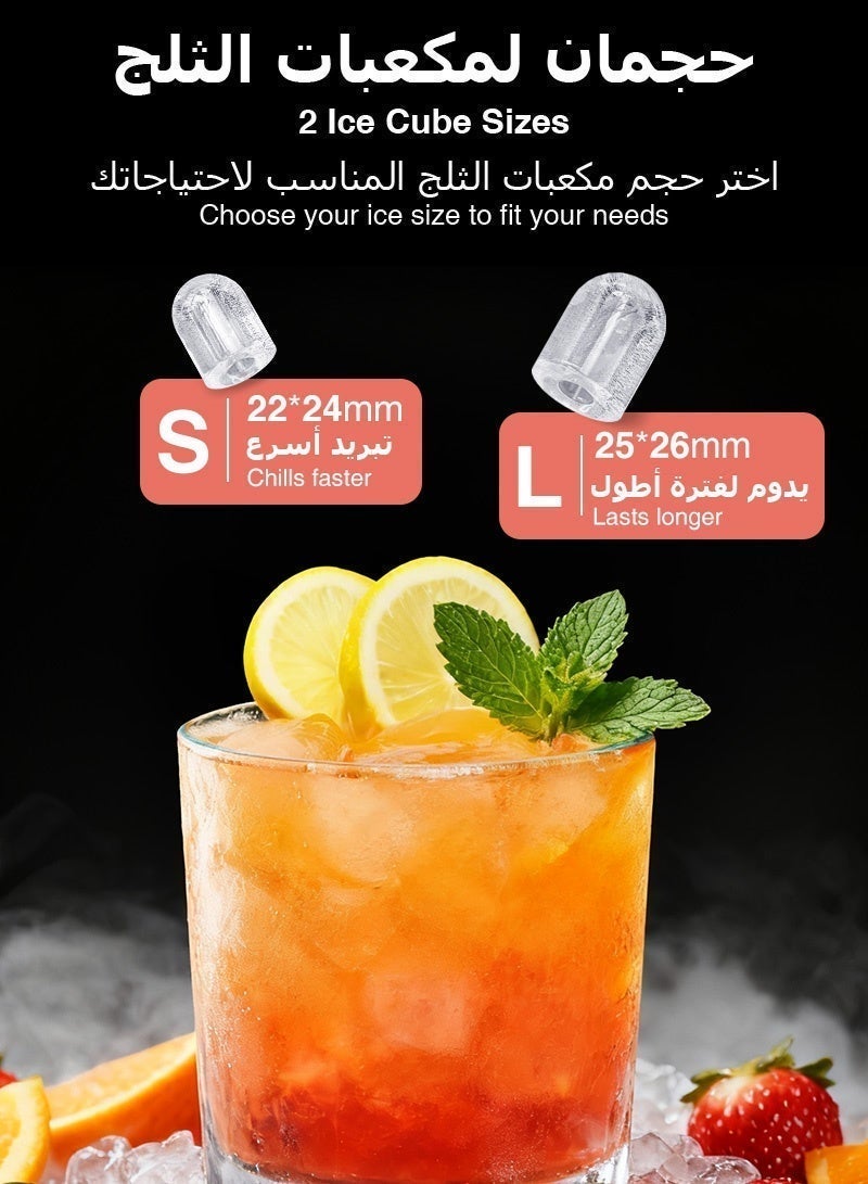 كراونفول ماكينة صنع الثلج للمطبخ، صانعة ثلج صغيرة محمولة، تنتج 8 قطع ثلج في 6 دقائق، طاقة إنتاجية 12 كجم/يوم، مع خاصية التنظيف الذاتي وتوفير الطاقة. مثالية للمساحات الضيقة في المطبخ، المكاتب، السيارات المنزلية، والحفلات. - Image 3