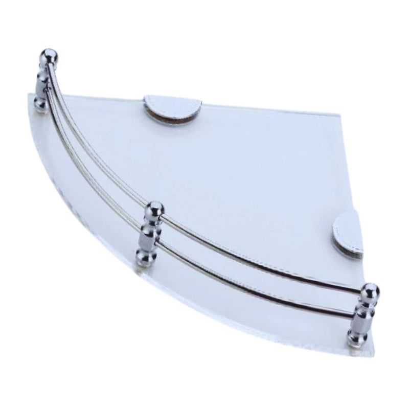 Ki Acrylic Wall Mount Bathroom Corner Shelf with Brass Bracket (Size - 7x7 Inch) (Clear Colour) - Image 2