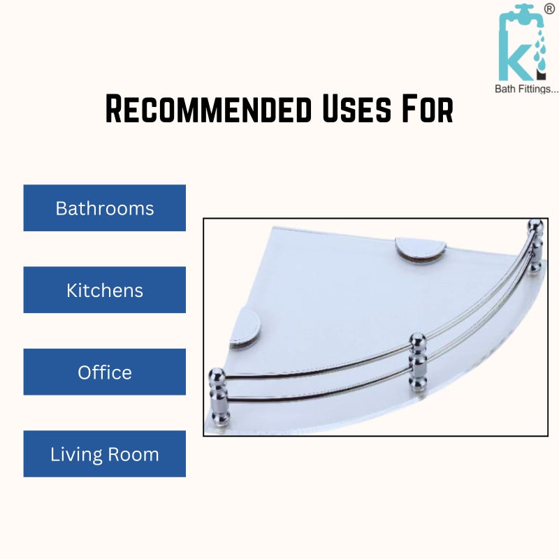 Ki Acrylic Wall Mount Bathroom Corner Shelf with Brass Bracket (Size - 7x7 Inch) (Clear Colour) - Image 3
