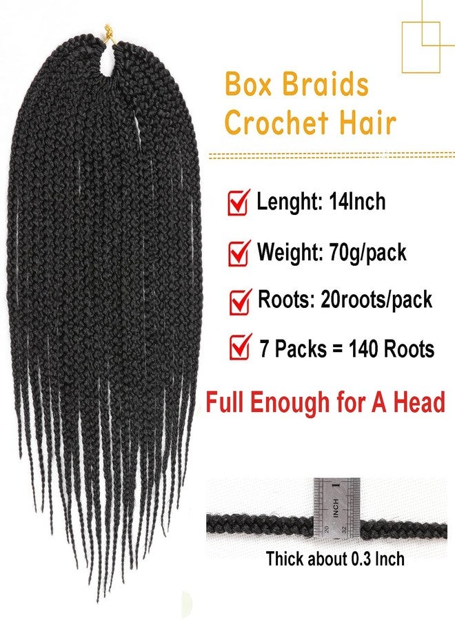 XCHSLB 7 Packs Goddess Box Braids Crochet Hair 14 Inch Prelooped Crochet Box Braids Crochet Hair for Black Women Braiding Hair (14 Inch 7 Packs, #1B) - Image 2