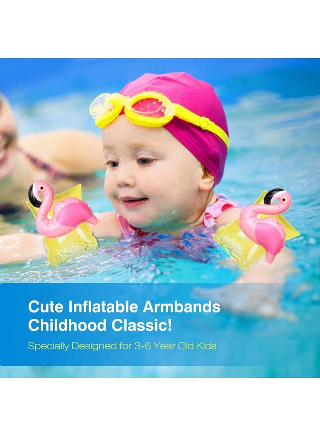 MoKo Inflatable Swim Floater Sleeves for Kids, Cartoon Swimiming Armbands Floaties Water Wings Floatation Sleeves, Pool Water Sports Learning Swim Training Aids, Flamingo - Image 2