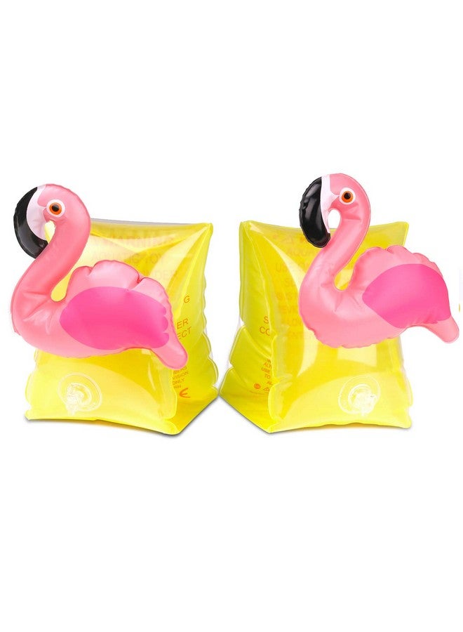 MoKo Inflatable Swim Floater Sleeves for Kids, Cartoon Swimiming Armbands Floaties Water Wings Floatation Sleeves, Pool Water Sports Learning Swim Training Aids, Flamingo - Image 1