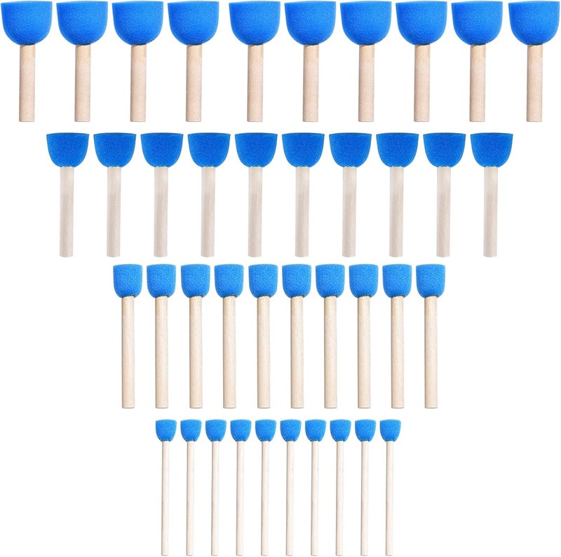 WAFJAMF 40 Pcs Assorted Size Round Sponges Brush Set, 4 Size DIY Paint Tools for Kids – Blue - Image 1