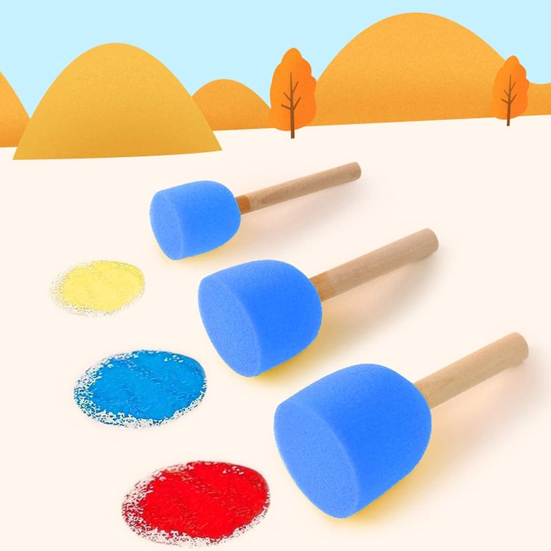 WAFJAMF 40 Pcs Assorted Size Round Sponges Brush Set, 4 Size DIY Paint Tools for Kids – Blue - Image 5