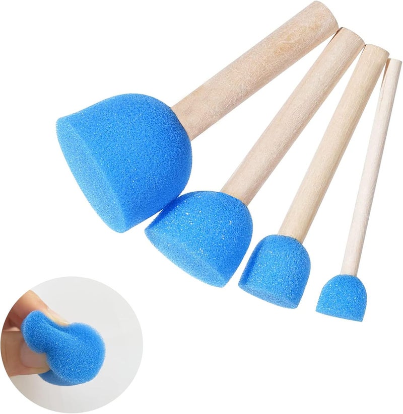 WAFJAMF 40 Pcs Assorted Size Round Sponges Brush Set, 4 Size DIY Paint Tools for Kids – Blue - Image 3