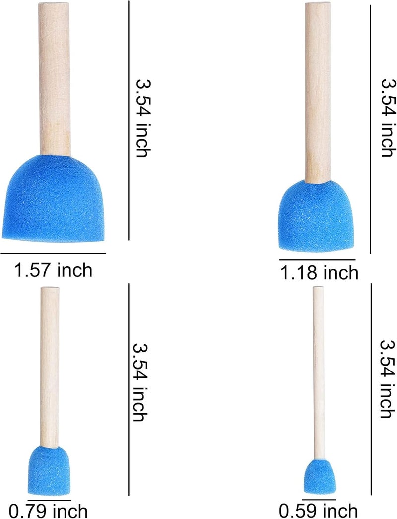 WAFJAMF 40 Pcs Assorted Size Round Sponges Brush Set, 4 Size DIY Paint Tools for Kids – Blue - Image 2