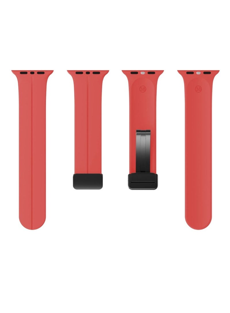 Soft Silicone Magnetic Buckle Sport Watch Band for Apple Watch Series 8 7 6 49mm/45mm/44mm/42mm - Red - Image 4
