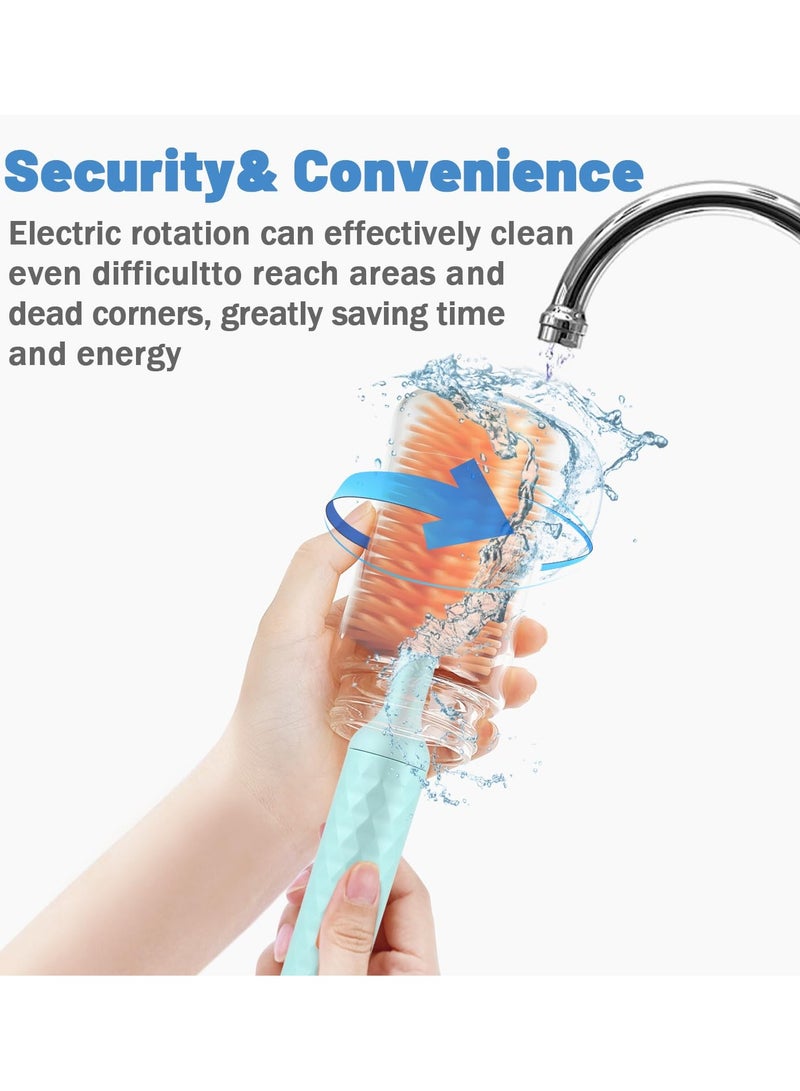 يونيكبيبي فرشاة تنظيف زجاجات الأطفال الكهربائية، مجموعة تنظيف سيليكون آمنة، قابلة لإعادة الشحن، فرشاة لاسلكية مقاومة للماء لتنظيف الزجاجات والأكواب والحلمات والقش، شحن USB - Image 4