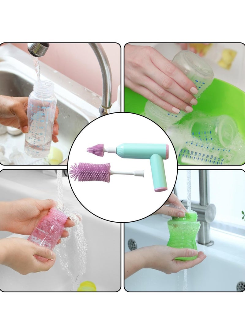 يونيكبيبي فرشاة تنظيف زجاجات الأطفال الكهربائية، مجموعة تنظيف سيليكون آمنة، قابلة لإعادة الشحن، فرشاة لاسلكية مقاومة للماء لتنظيف الزجاجات والأكواب والحلمات والقش، شحن USB - Image 2