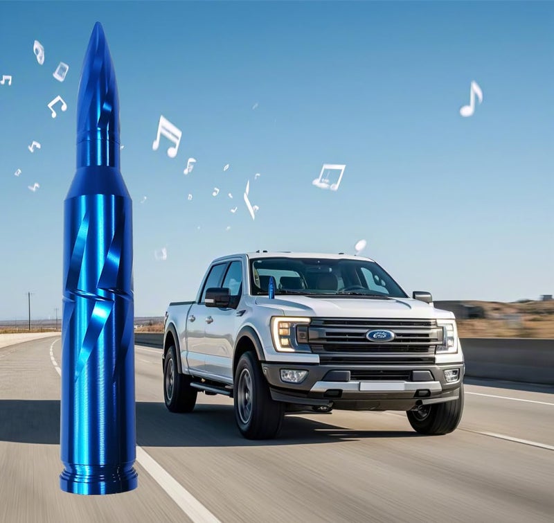 Seprochoo Car Truck Bullet Antenna 50 Cal Bullet Antenna Truck Accessories Universal Replacement for GMC Sierra 1500 Chevy Dodge Ram Silverado 1500 2500 3500 Ford F150 F250 F350 Spiral Pattern (Blue, 5.5inch) - Image 5