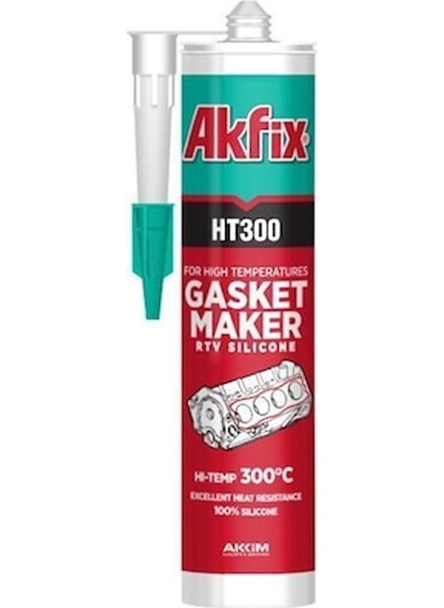 AKFIX - Ht 300 High Temperature Resistant Silicone Red 300°C 310 ml + Silicone Gun - Image 1