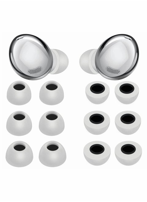 Earbuds for Galaxy Buds Pro, 6 Pairs of Memory Foam Earbuds, S/M/L 3 Size Ear buds Replacement Accessories, Comfort Earbuds Compatible with Samsung Galaxy Buds Pro (White)