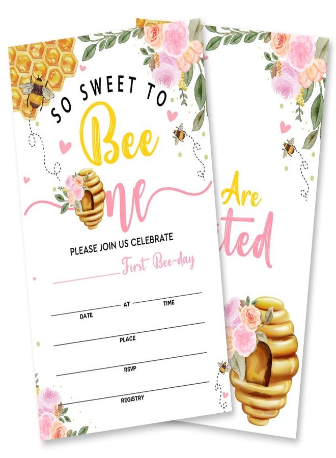 Grace Yonks So Sweet To Bee One Party Bee-Day 1st Birthday Invitation, 20 Invitations and Envelopes, Birthday party Invitations, Birthday Party Supplies.(042-1) - Image 1