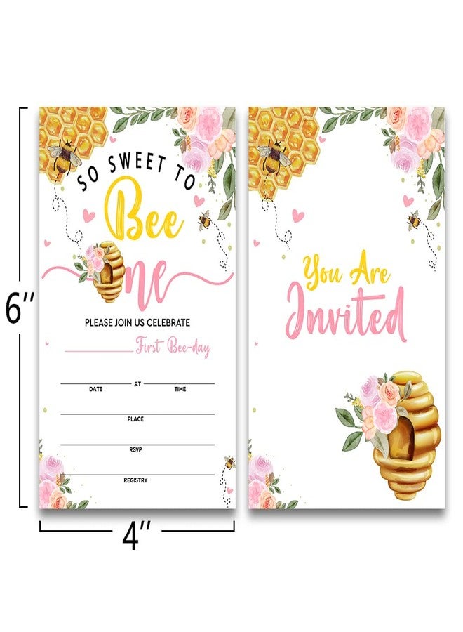 Grace Yonks So Sweet To Bee One Party Bee-Day 1st Birthday Invitation, 20 Invitations and Envelopes, Birthday party Invitations, Birthday Party Supplies.(042-1) - Image 2