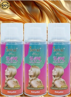 3 Pieces Roval Temporary Hair Color Spray Gold Yellow