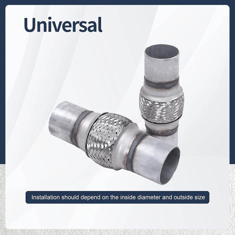 FGJQEFG 2PCS Exhaust Flex Pipe Stainless Steel Braid 2.25" x 4" with Ends 8" Long Heavy Duty - Image 5