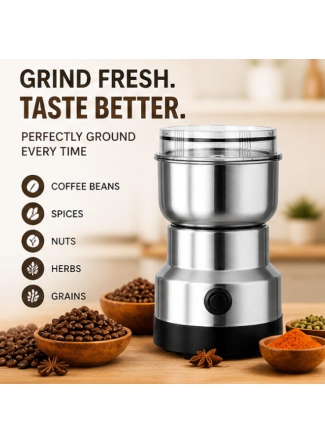 Electric Coffee Grinder 150–300W – Silver Spice Grinder with One-Button Operation for Coffee Beans, Herbs & Spices - Image 5