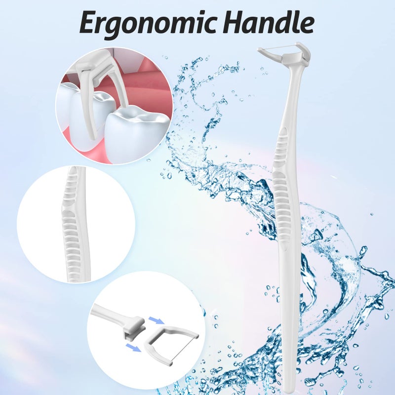 RAZOKO Dental Floss Picks, Clean Dental Flossers Kit with 2 Handle and 240 Extra Strength Refills - Image 3