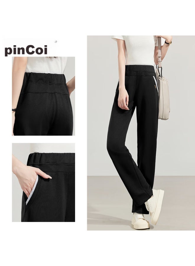 Pincai Women's Sports Pants, Simple Solid Color, Loose Straight-leg Trousers, Elastic Waistband, Casual Pants, P12kk5812 - Image 2