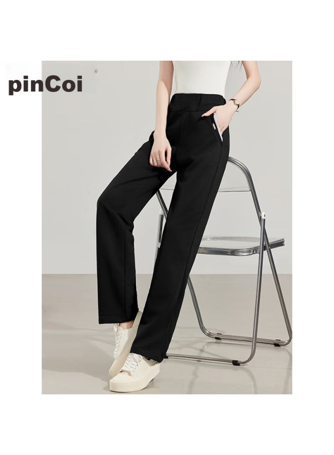 Pincai Women's Sports Pants, Simple Solid Color, Loose Straight-leg Trousers, Elastic Waistband, Casual Pants, P12kk5812 - Image 5