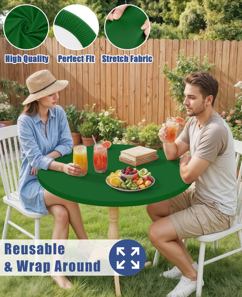Moosfor Round Spandex Tablecloth, Elastic Fitted Waterproof Tablecloths for 45"-56" Tables, Stretch Washable Picnic Table Cover for Camping, Dining, Indoor and Outdoor, Emerald Green - Image 5