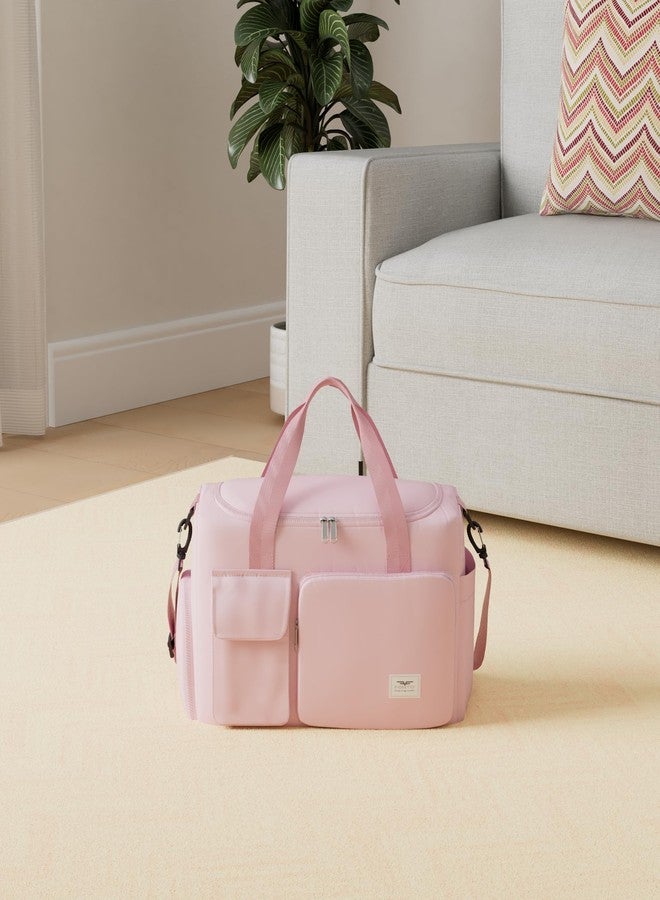 FIORETTO Womens Mens Sports Gym Bag Duffle Bag with Shoes Compartment, Weekend Travel Bag Overnight Bag for Women, Foldable Water Resistant Holdall Hospital Bag For Swimming, Basketball, Light Pink, - Image 2