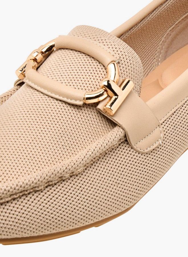 Le Confort Textured Slip-On Loafers with Metal Trim - Image 4