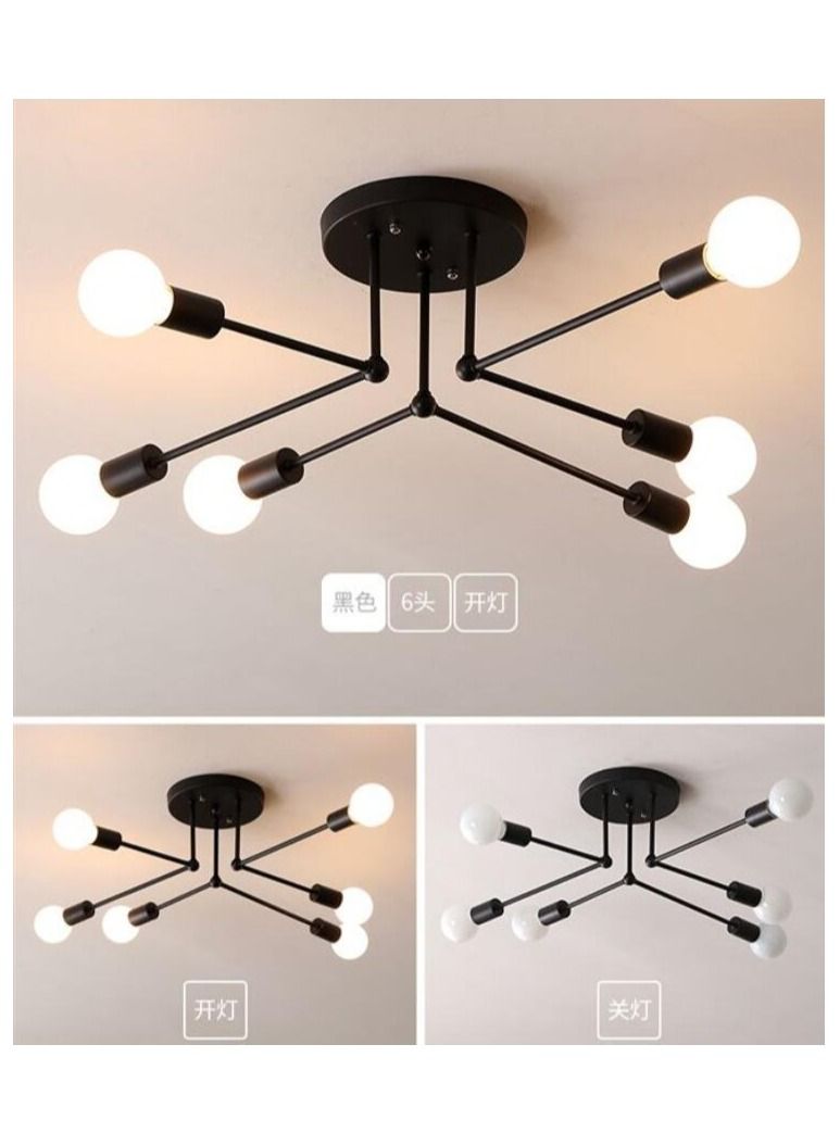 مصباح سقف ثريا أسود حديث LED لغرفة النوم وغرفة المعيشة مصباح جزيئي تركيبات إضاءة داخلية ، بدون لمبات - Image 2