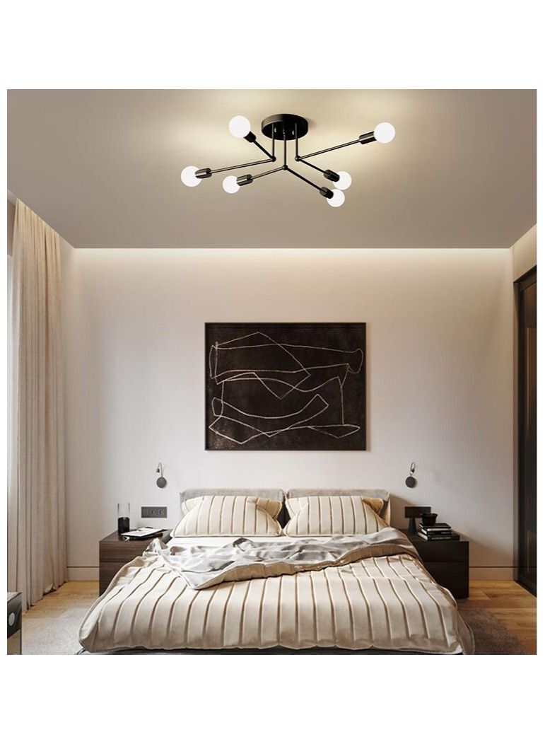 مصباح سقف ثريا أسود حديث LED لغرفة النوم وغرفة المعيشة مصباح جزيئي تركيبات إضاءة داخلية ، بدون لمبات - Image 5