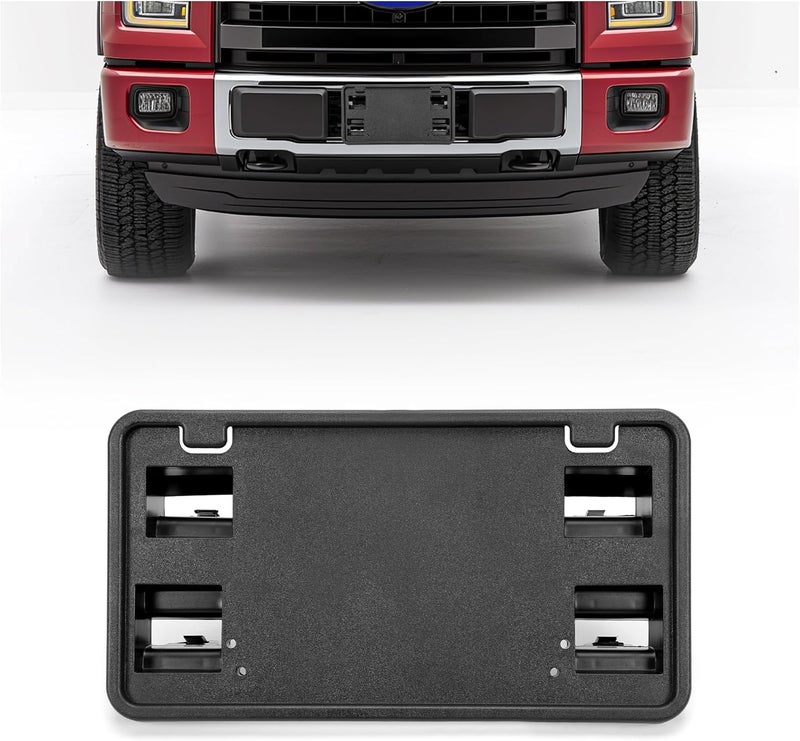ECOTRIC Front Bumper License Plate Bracket Compatible with 2015-2017 Ford F-150 F150 Replacement for FL3Z17A385A FO1068165 Black License License Plate Mount Frame Holder Cover Balanced universal design - Image 1