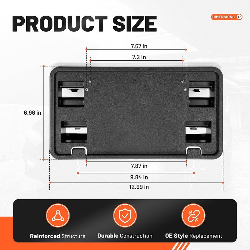 ECOTRIC Front Bumper License Plate Bracket Compatible with 2015-2017 Ford F-150 F150 Replacement for FL3Z17A385A FO1068165 Black License License Plate Mount Frame Holder Cover Balanced universal design - Image 4