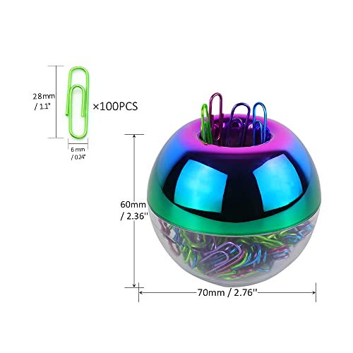 Mogoostry Cute Magnetic Paper Clip Holder for Desk 100Pcs 28mm(1.1") Small Paperclips Dispenser for Home Office Accessories (Rainbow) - Image 2