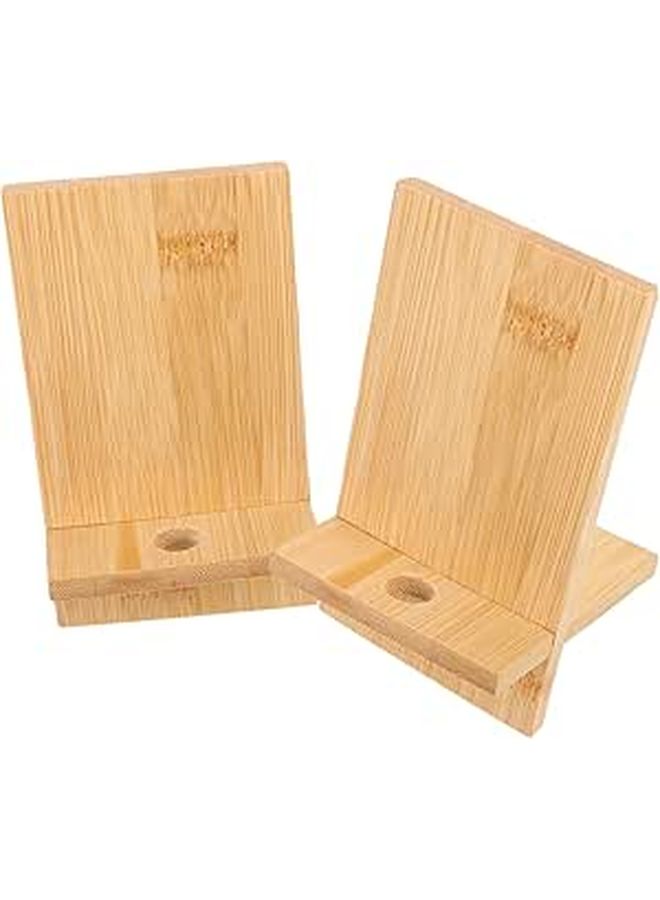 2 Pack Wooden Phone And Tablet Stand With Charging Opening For Desk Home Office - Image 1