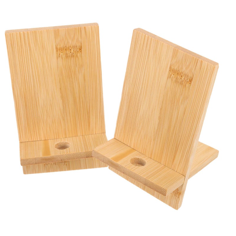 2 Pack Wooden Phone And Tablet Stand With Charging Opening For Desk Home Office - Image 2