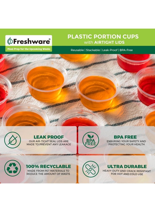 Freshware - Freshware Plastic Portion Cups with Lids [5.5 Ounce, 200 Sets] Souffle Cups, Jello Shot Cups, Condiment Sauce Containers For Sampling, Sauce, Snack or Dressing - Image 1