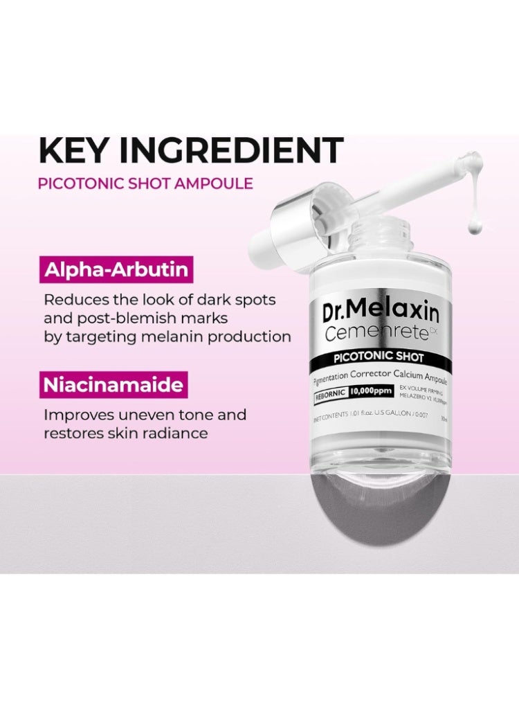 دكتور ميلاكسين أمبول Dr. Melaxin Cemenrete Picotonic Shot Calcium – أمبول كوري لتقوية حاجز البشرة وترطيبها وتحسين مرونتها - Image 4